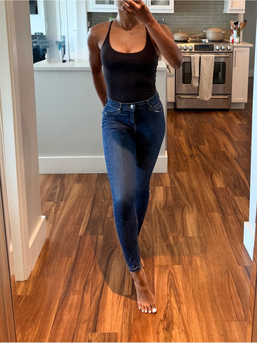 Topshop Navy Blue High-Rise Skinny Jeans